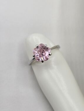 Swarovski Crystal Elements Silver Floral Ring Pink Star Flower Size 5.75 Bridal